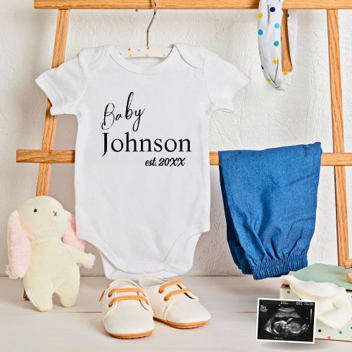 Cute Baby Johnson Personalized Est 20XX Unisex Baby Bodysuit