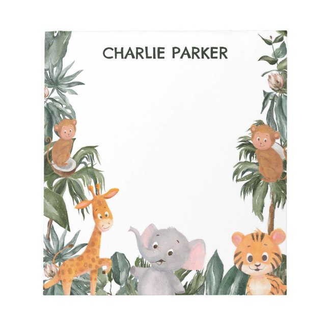 Cute Baby Jungle Animals  Notepad (Front)