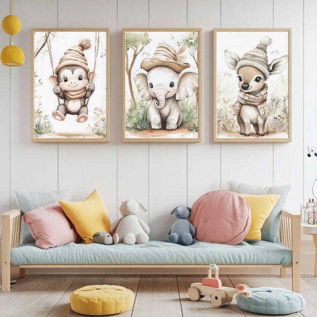 Cute Baby Jungle Animals Wall Art Sets (Creator Uploaded)