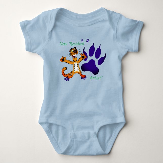 Cute Baby Kids Tiger Tracks Artsy Baby Bodysuit (Front)