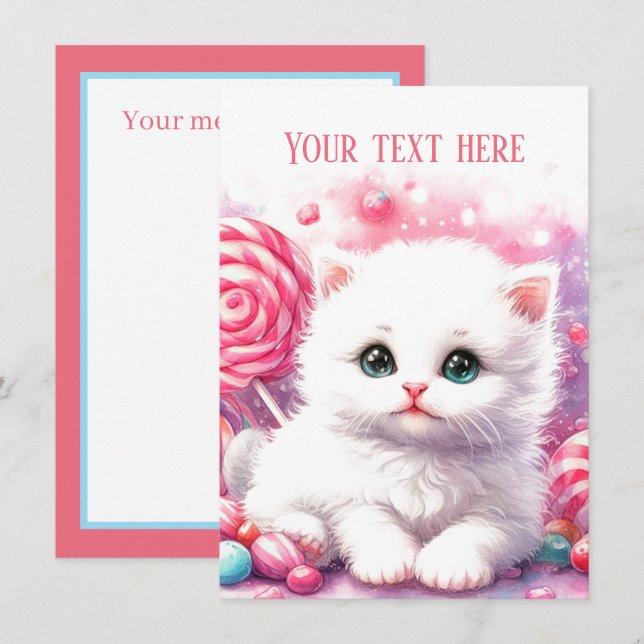 Cute baby kitten add message  note card (Front/Back)