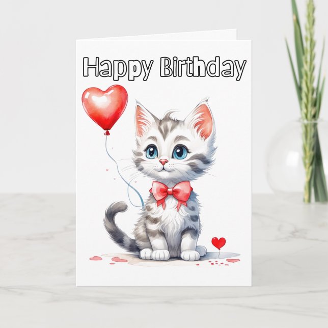 Cute Baby Kitten Happy Birthday Card (Front)