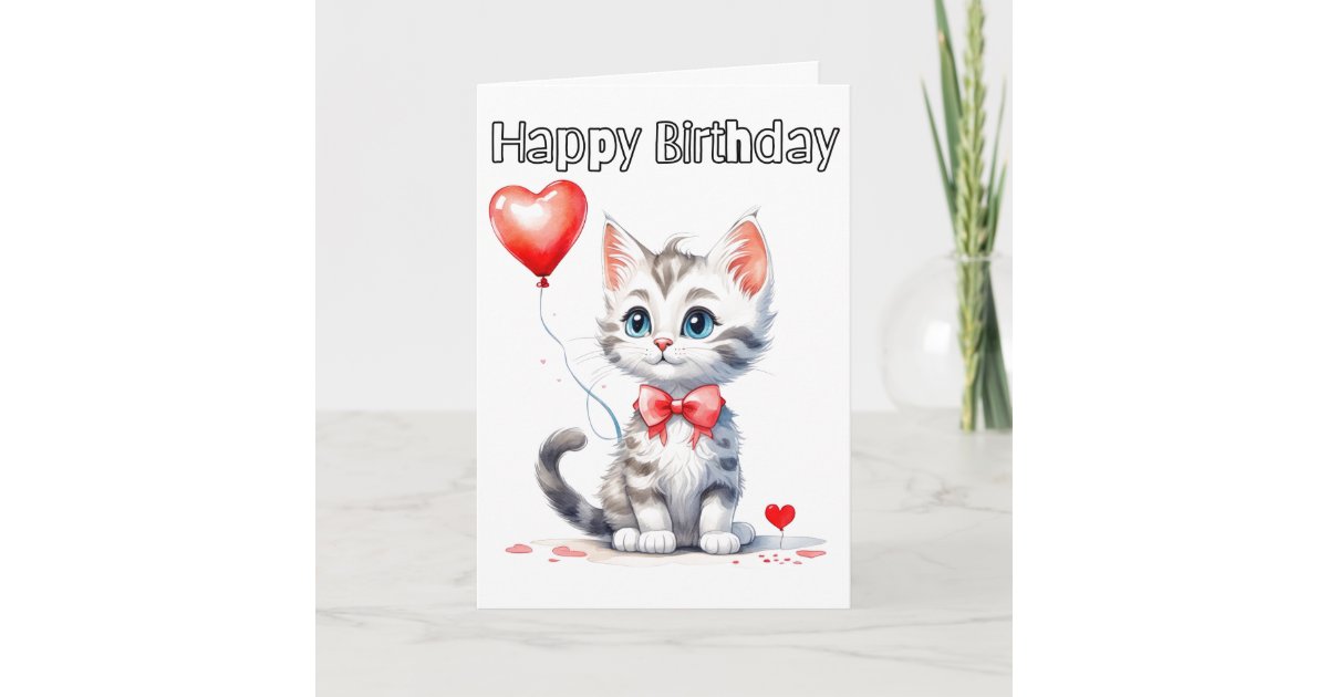 Cute Baby Kitten Happy Birthday Card | Zazzle