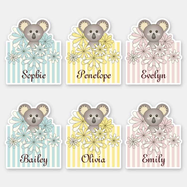 Cute Baby Koala Animal Cartoon Pastel Kids Vinyl