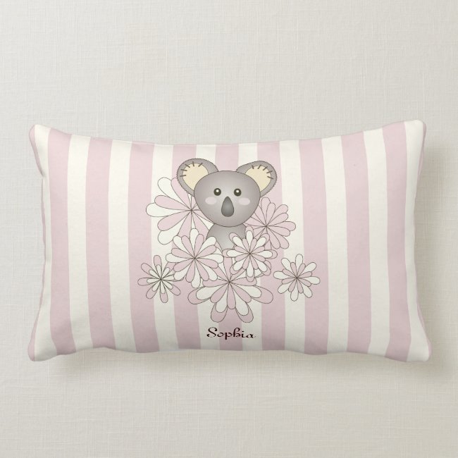 Cute Baby Koala Animal Cartoon Pastel Pink Striped