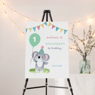 Cute Baby Koala Balloon Party Flag Birthday Foam Board