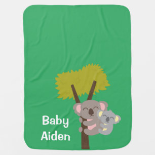 Cute Baby Koala Bear and Mommy For Babies Receiving Blanket