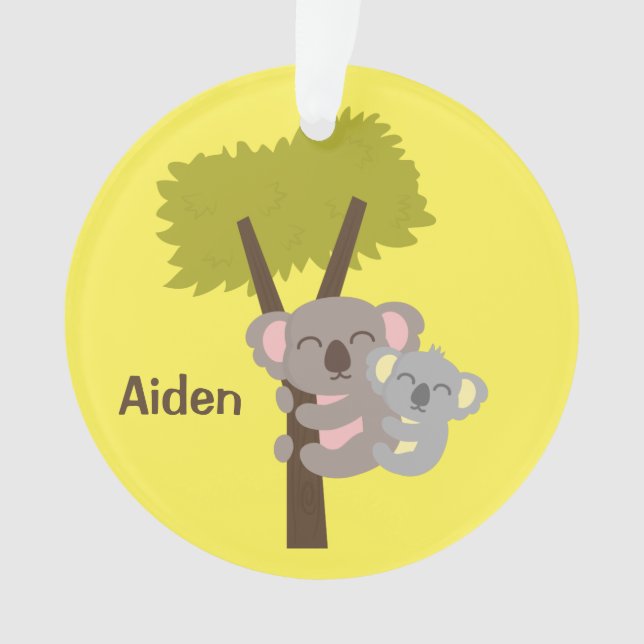 Cute Baby Koala Bear and Mommy Kids Room Decor Ornament (Front)