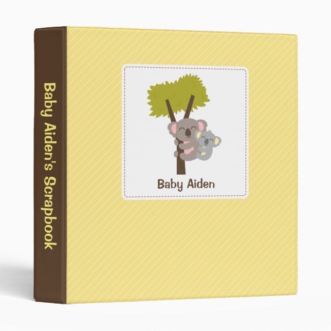 Cute Baby Koala Bear and Mommy Scrapbook Binder (Front/Spine)