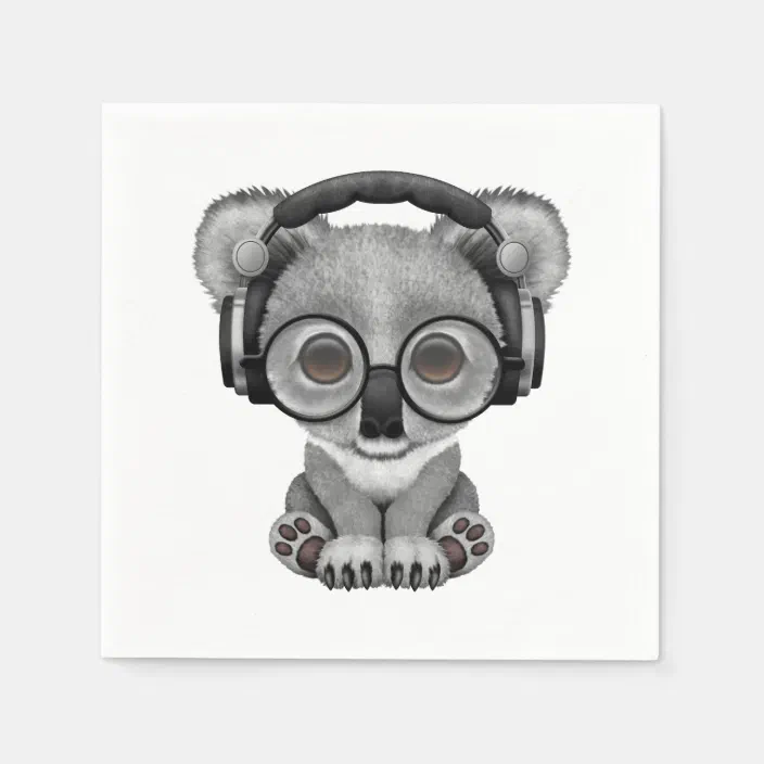 Cute Baby Koala Bear Dj Wearing Headphones Paper Napkins Zazzle Com