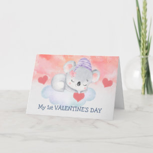 Cute Baby Koala Bear First Valentine's Day Holiday Card