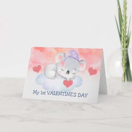 Cute Baby Koala Bear First Valentines Day Holiday Card