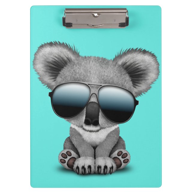 Cute Baby Koala Bear Wearing Sunglasses Clipboard (Front)