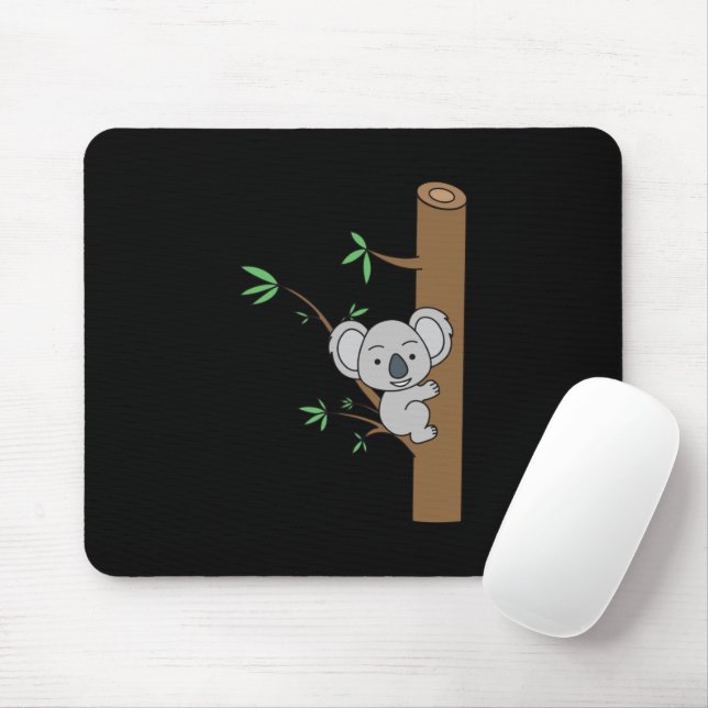 Cute Baby Koala Climbing A Eucalyptus Tree Mouse Pad (With Mouse)
