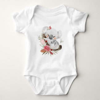 Cute Baby Koala Gold Speckle Custom Name Baby Bodysuit