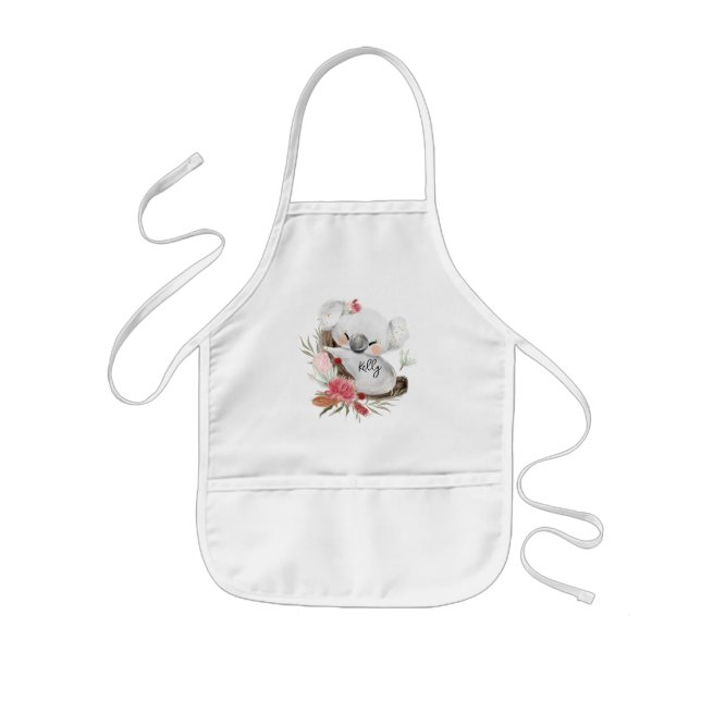 Cute Baby Koala Gold Speckle Custom Name           Kids' Apron (Front)