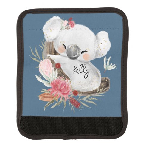 Cute Baby Koala Gold Speckle Custom Name          Luggage Handle Wrap