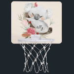 Cute Baby Koala Gold Speckle Custom Name          Mini Basketball Hoop<br><div class="desc">Featuring cute baby koala and flower wreath with gold speckles. Ideal for a birthday gift, nursery decor, kids room art, home decor, and other occasions. Easy customization of your kids name and font using the "Personalization button". You can also "Transfer design to a product" on other Zazzle products and adjust...</div>