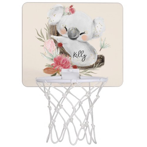 Cute Baby Koala Gold Speckle Custom Name          Mini Basketball Hoop