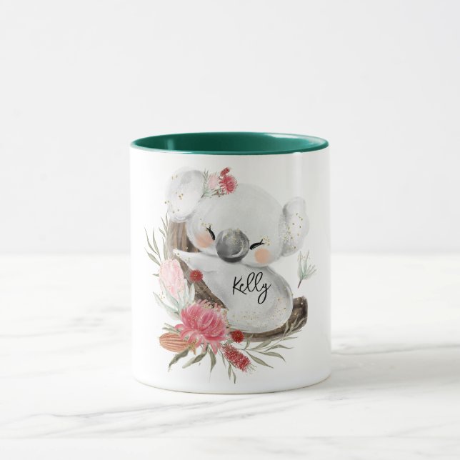 Cute Baby Koala Gold Speckle Custom Name           Mug (Center)