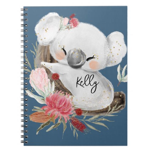 Cute Baby Koala Gold Speckle Custom Name          Notebook