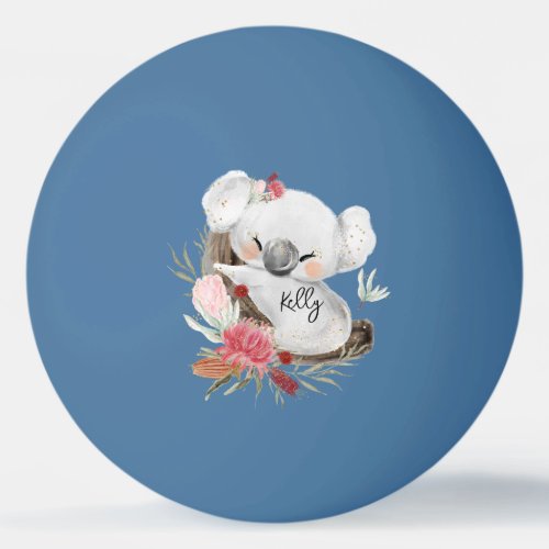 Cute Baby Koala Gold Speckle Custom Name           Ping Pong Ball