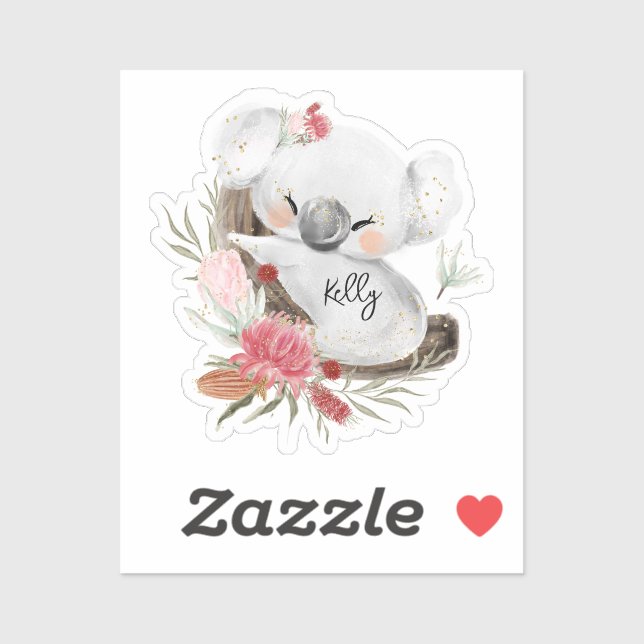 Cute Baby Koala Gold Speckle Custom Name     Sticker (Sheet)