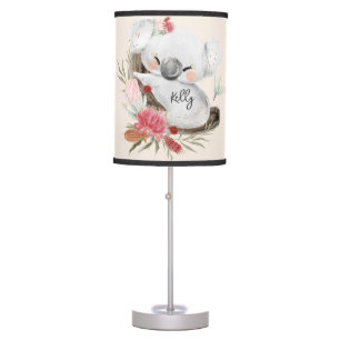 Cute Baby Koala Gold Speckle Custom Name     Table Lamp