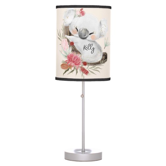 Cute Baby Koala Gold Speckle Custom Name     Table Lamp (Front)