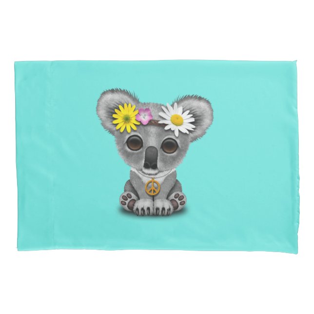 Cute Baby Koala Hippie Pillow Case (Front)
