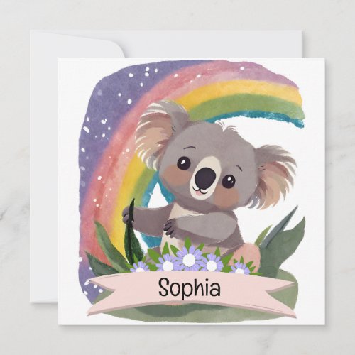 Cute Baby Koala Rainbow Custom Name