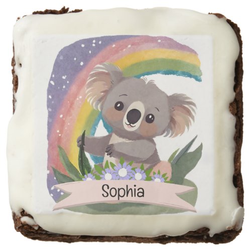 Cute Baby Koala Rainbow Custom Name Brownie