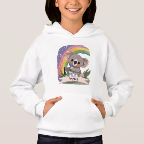 Cute Baby Koala Rainbow Custom Name Hoodie