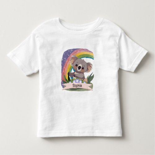 Cute Baby Koala Rainbow Custom Name Toddler T_shirt