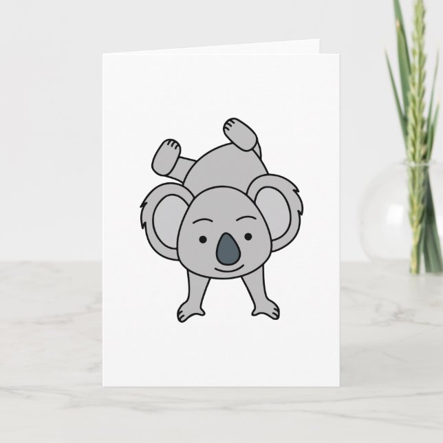 Cute Baby Koala With A Smile Doing A Handstand Card (Front)