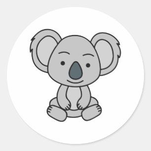 Cute Baby Koala With A Smile Sitting Down Classic Round Sticker