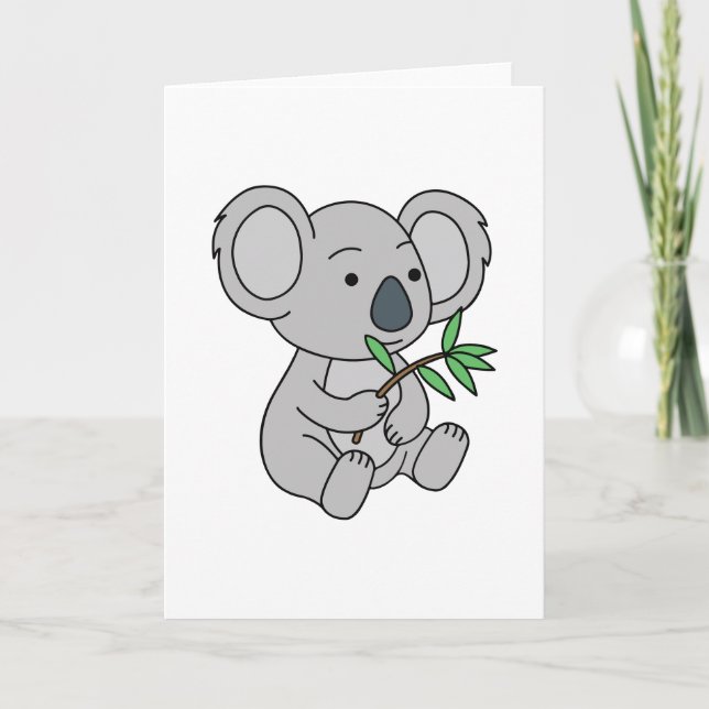 Cute Baby Koala With Eucalyptus Leaves Card (Front)