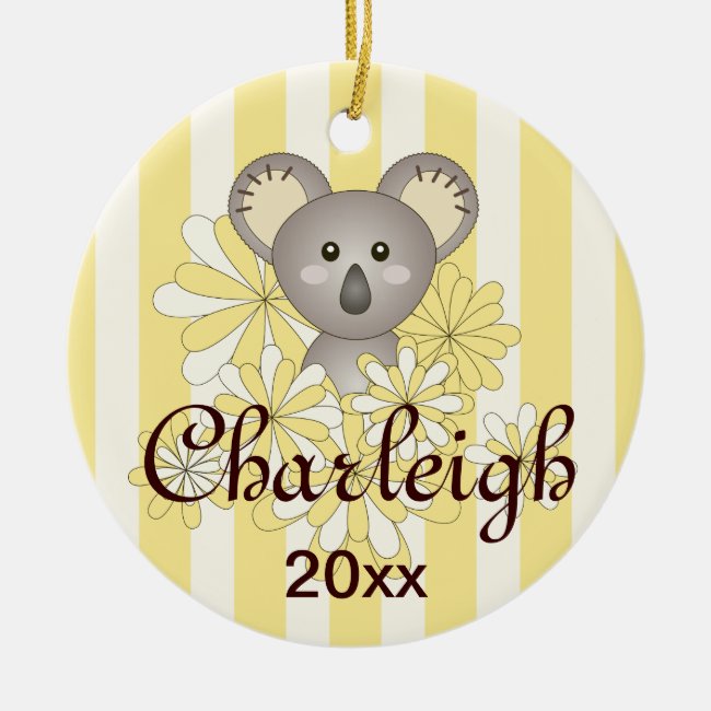 Cute Baby Koala Yellow Stripe Kids Christmas