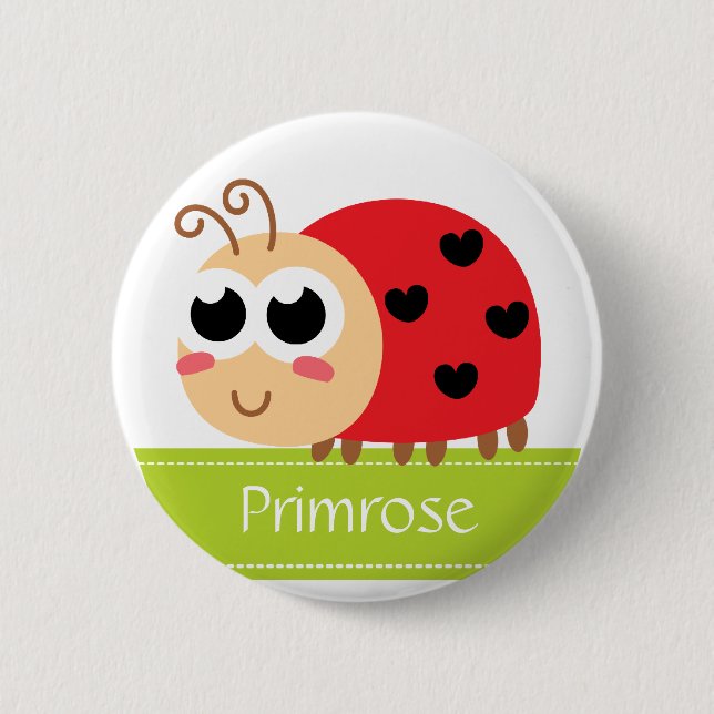 Cute Baby Ladybug with heart spots Pinback Button (Front)