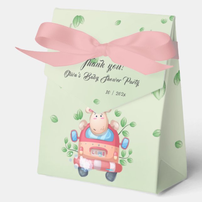 Cute Baby Lamb Baby Shower Favor Box (Front)