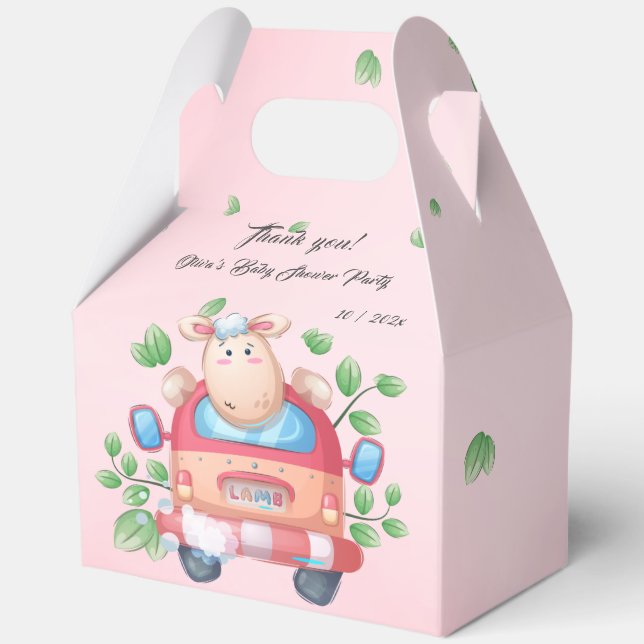 Cute Baby Lamb Baby Shower Favor Box (Back)