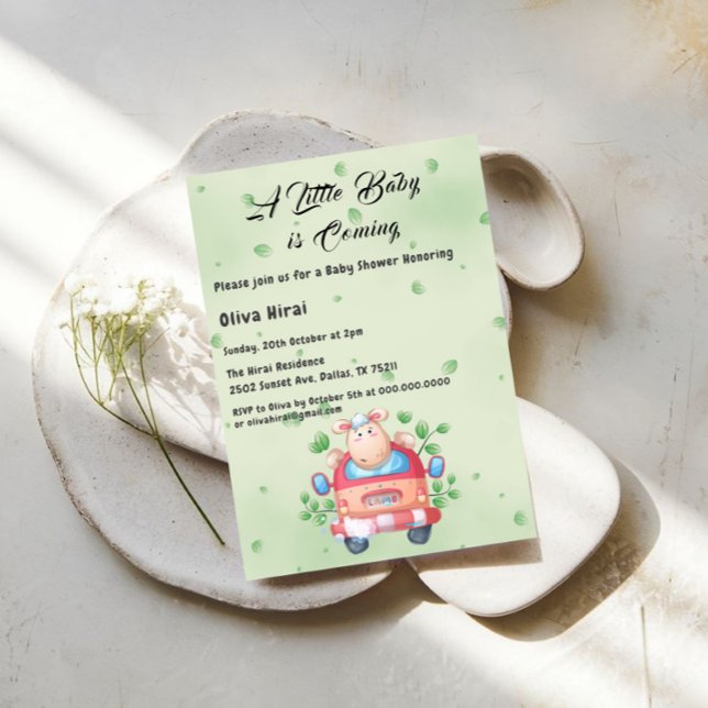 Cute Baby Lamb Baby Shower Invitation (Creator Uploaded)