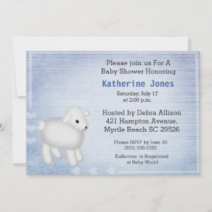 Cute Baby Lamb Baby Shower Invitation
