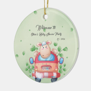 Cute Baby Lamb Baby Shower Ornament