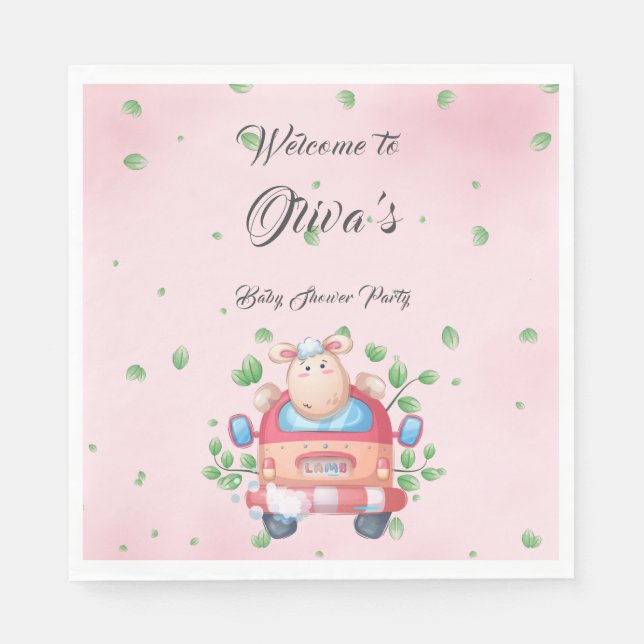 Cute Baby Lamb Baby Shower Paper Napkins (Front)