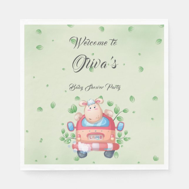 Cute Baby Lamb Baby Shower Paper Napkins (Front)