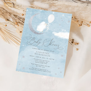 Cute Baby Lamb Balloon Baby Shower Invitation