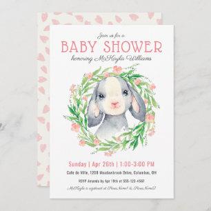 Cute Baby Lamb Girl Baby Shower Invitation