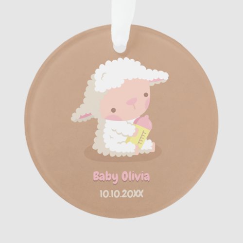 Cute Baby Lamb with Bottle Personalized Ornament