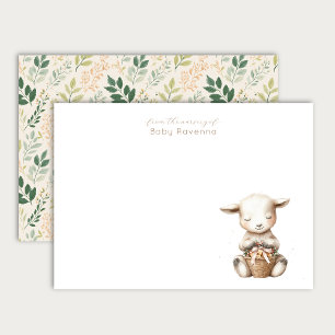 Cute Baby Lamb Woodland Animal Nursery Thank You Note Card
